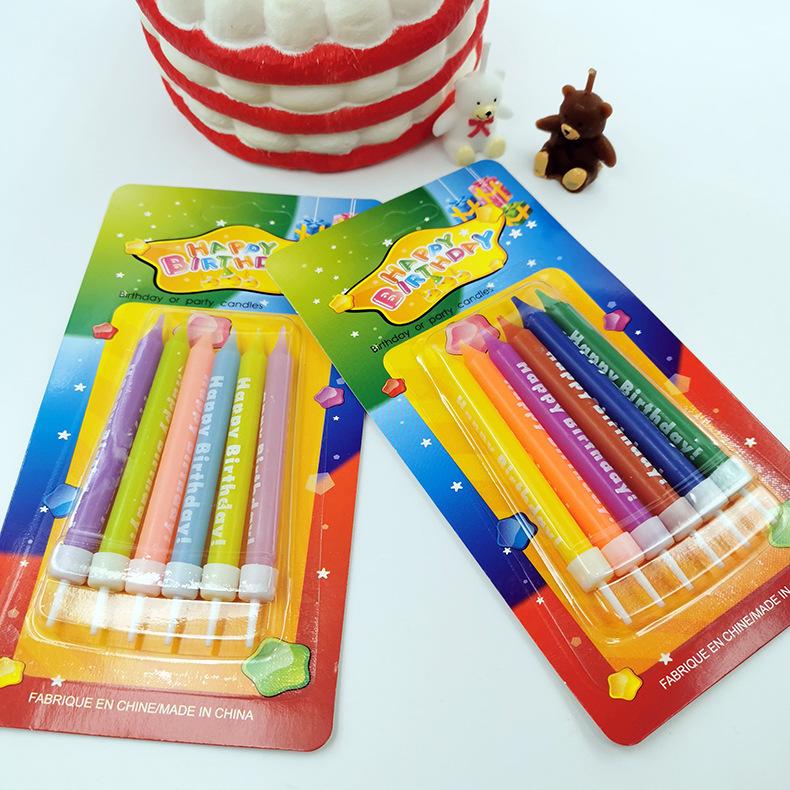 Macaron Color Printed Pattern Birthday Candle Creative Printing Letter Happybirthday Candle with Base