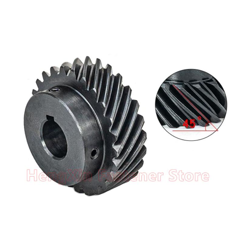 1pcs 1.5M Helical Gear 42 45 46 Teeth 1.5 Modulus 42T 45T 46T 45 Degree Left/Right Spiral 45# Steel Gear Bore 12-32mm Custom