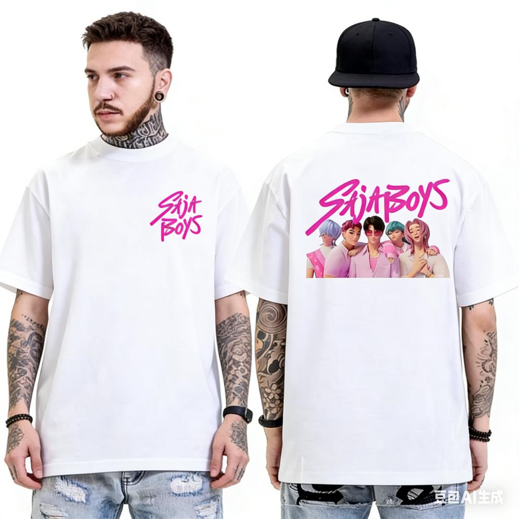 KPop Cacciatori di Demoni SAJA BOYS Maglietta in Puro Cotone Rumi Huntrix SAJAT Maglietta Estate 2026 Uomo Donna Maglietta Oversize Y2K