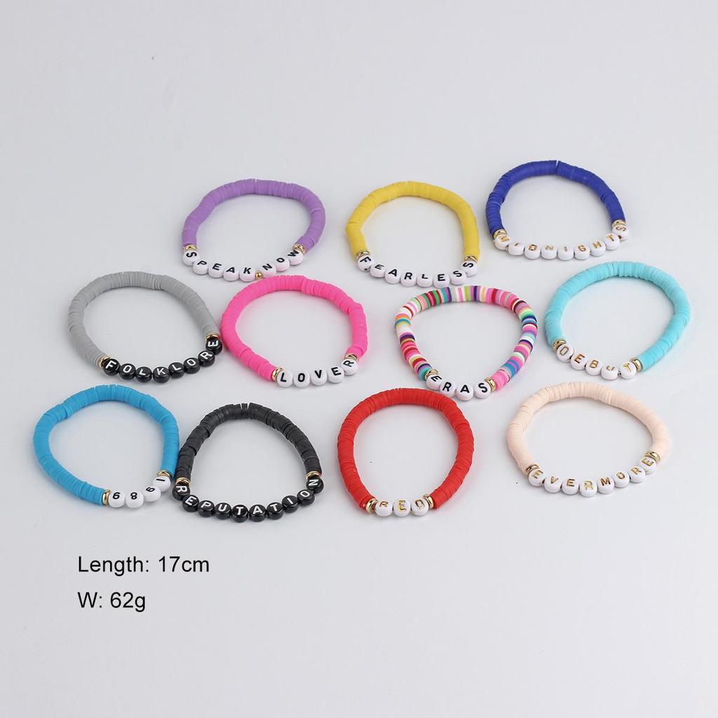 Taylor Swift Friendship Bracelet: Pink Letters Inspired by Lover, Fearless, Anti-Hero, 1989, and Reputation.