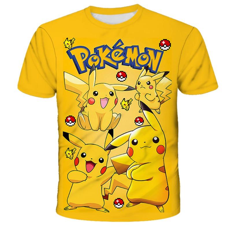 

2025 New Anime Chilren s T-shirts Kids 3D T-shirts Boy s Clothing Pokemon Boys Girls Short-sleeved Travel Parent-child Clothing S