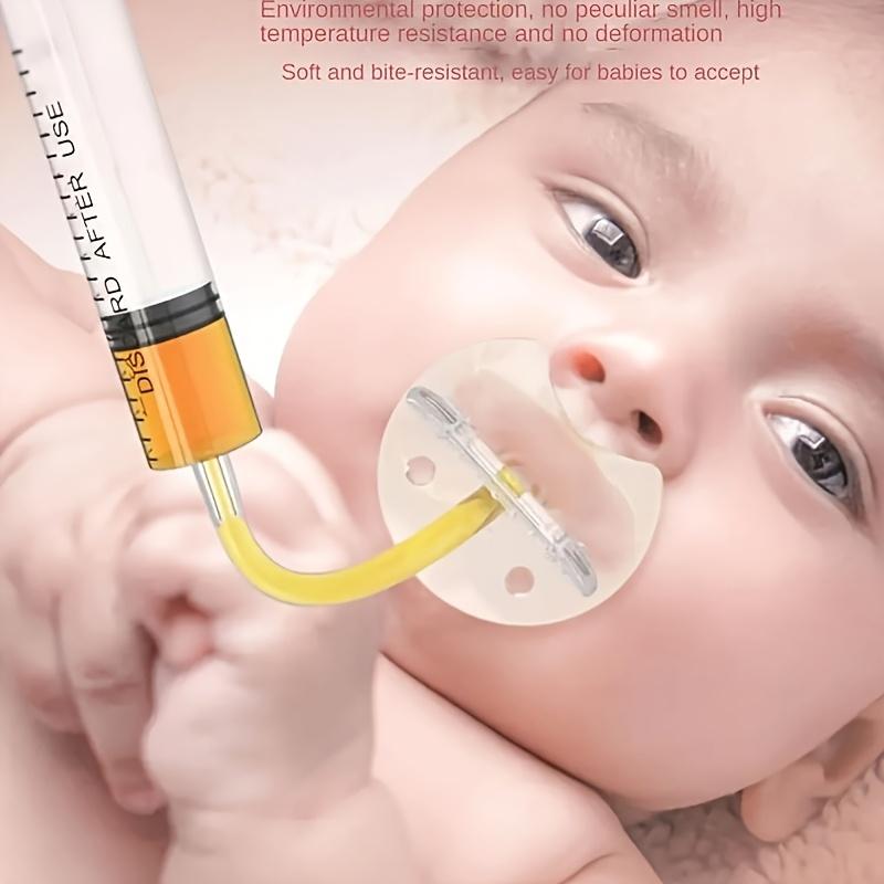 1 zestaw silikonowy dozownik leków ze smoczkiem kroplomierzem - przezroczysta rurka do karmienia, C, łatwy w użyciu zestaw strzykawek do leków