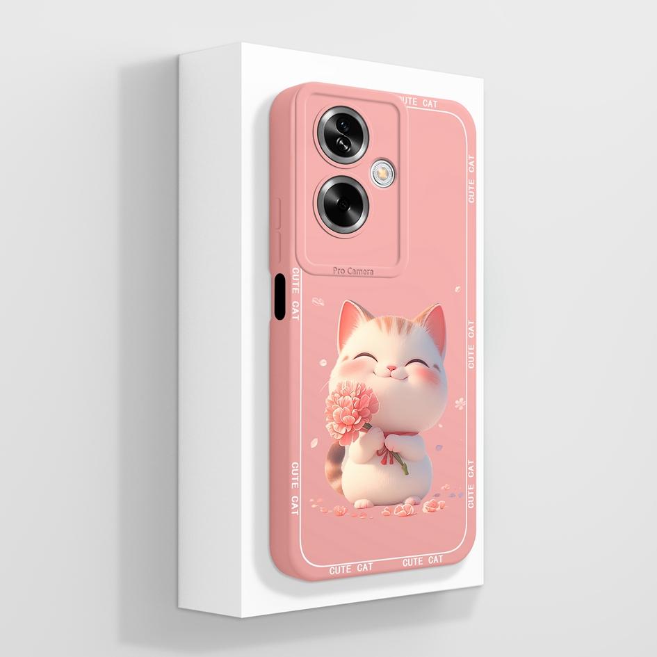 For OPPO A79 A77 A77s A78 A83 A91 A92 A93 A93s A94 A95 A96 4G 5G Phone Cases Lovely Panda Kitten Pattern Liquid Silicone Anti Slip Shell For OPPO Capa