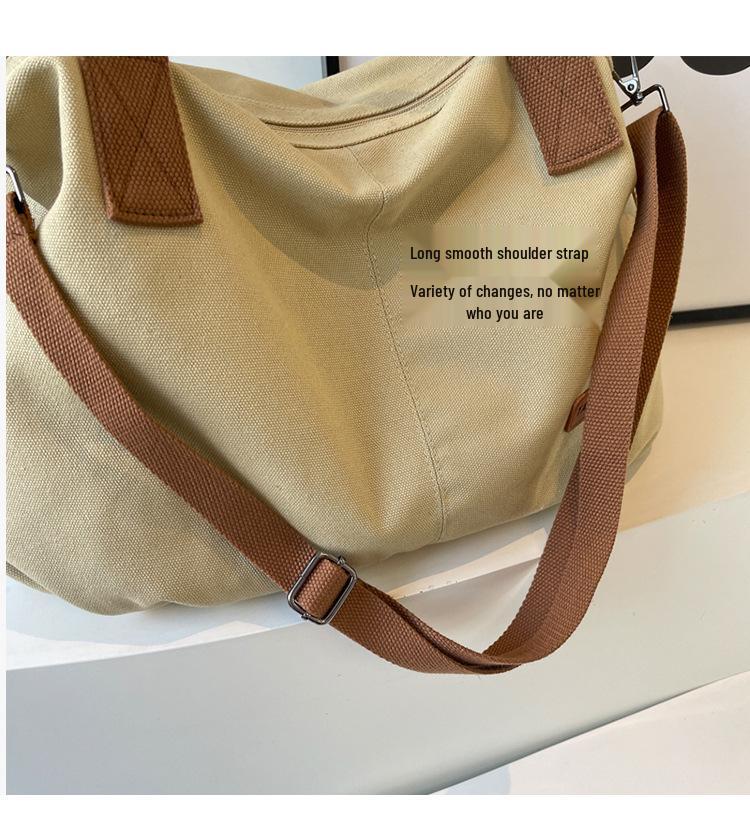 Large Capacity Retro Canvas Tote Bag: Simple, Fashionable Shoulder and Crossbody Bag for Women and Girls