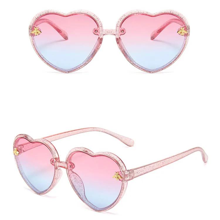 Fashion Love Heart Kids Sunglasses New Children Cute Pink Cartoon Bee Outdoor Protection Sun Glasses Girls Baby Gradient Eyewear