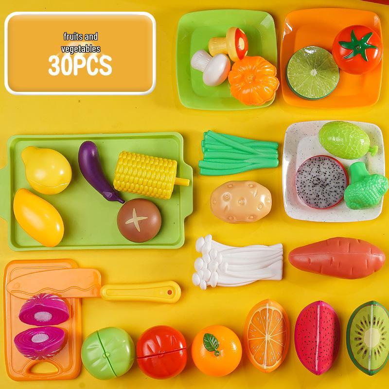 Cross-Border Kids' Fruit Cutting Toy Set: Simulation Veggie & Fruit Basket with Role-Playing Pizza Kitchenware for Boys & Girls