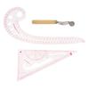 Clothing Patterning Ruler Sew French Curve Ruler Metric Shaped Plastic Sewing Tools Include Curve/Triangular Rule Tracing Wheel for Beginners