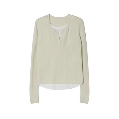 Modal Cotton Skin-friendly Soft Fake Two-piece T-shirt for Women's Autumn and Winter Long-sleeved Base Shirt