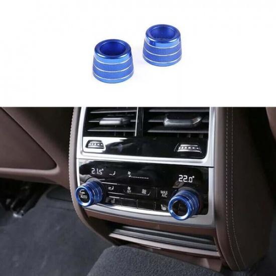 Knob Cover Console Air Conditioner Button Blue Aluminum For BMW 5 Series 2018-22