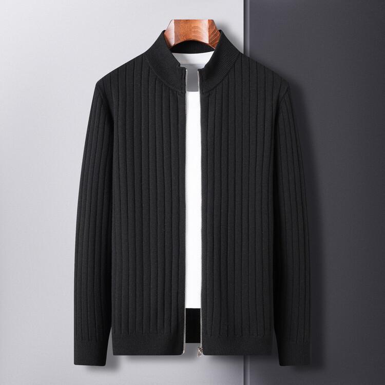 

Новый мужской вязаный кардиган-свитер с воротником-стойкой и молнией на осень/зиму 2025 165 чёрный