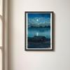 Moon over the Arakawa River, by Kawase Hasui, Made in Japan (framed), A4 size (33 x 24 cm), with frame. Art frame, poster, new style painting, framed