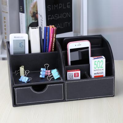Schreibtisch-Organizer – multifunktionale Schreibtisch-Stifthalter-Aufbewahrungsbox aus Leder – Visitenkarten-/Stift-/Bleistift-/Handy-/Schreibwarenhalter