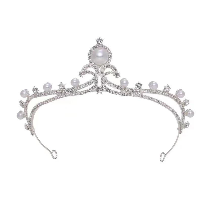 Wedding Crown Queen Pearl Hairpin Children'S Birthday Rhinestones Bridal Headgear Wedding Dress Headgear Princess Crown Headband