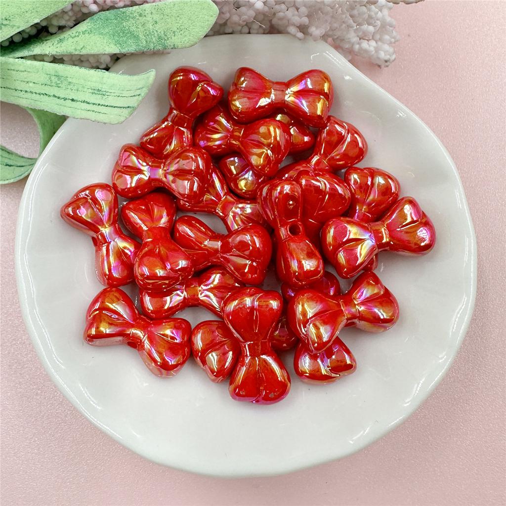 Hanmade Small Bow Beads Fashion Necklace Dazzle 9.7*17.9mm Key Chain Making DIY Beading Material Acrylic 20pcs for Bracelet Pendant