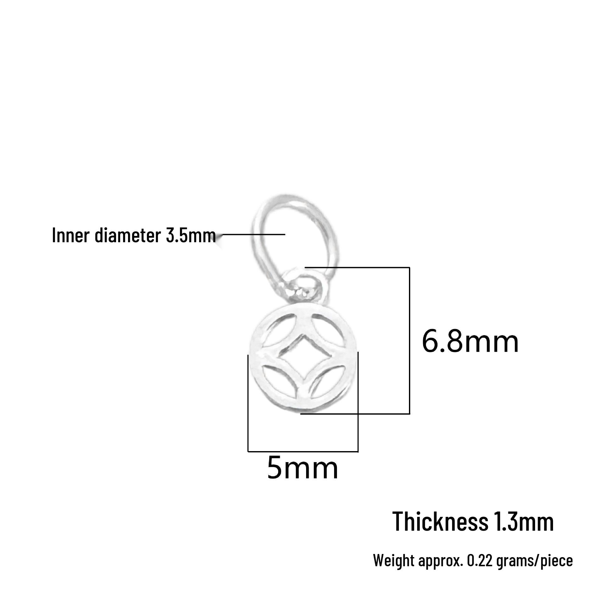 Sterling Silver Chinese Style Hollow Pendant for DIY Bracelet or Necklace Crafting 999 Sterling Silver