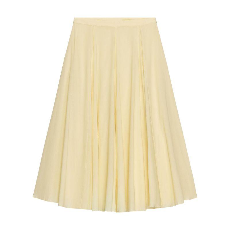 Zaprha 2025 Summer New Fashion A Word Hem Wide Hem Pleated Midi Waist Skirt 4786249