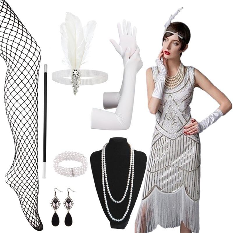 1920s Gatsby-Inspired Sequin Tassel Evening Dress