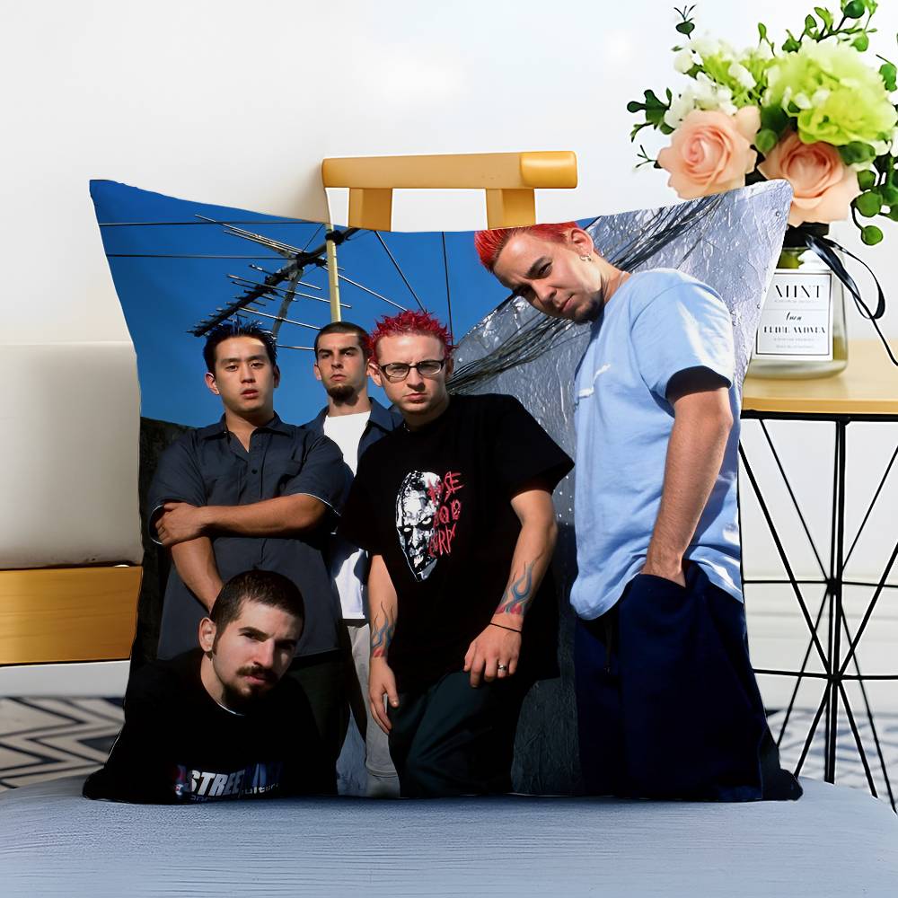 

Music Band L-Linkin P-Park Pillow Case Anti-dustmite Pillowcase Invisible zipper silky short plush Sofa cushion cover 12x12Inch