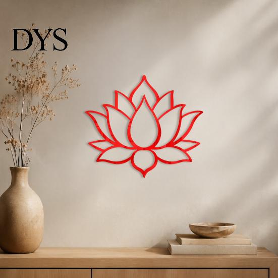 Acrylic Lotus Mirror Wall Sticker Sticker, Flower Decal, Zen Style Chinese Ornament Self Adhesive Decoration for Living Room Bedroom Yoga Studio