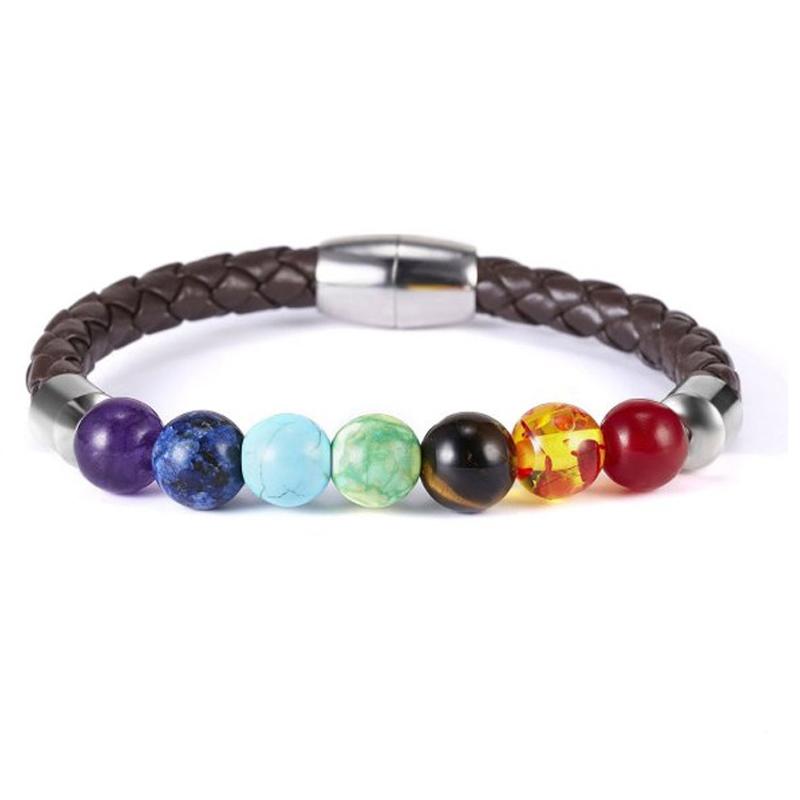 1pcs Bracelet For Men And Women Volcanic Stone Hand Beaded Colored Stone Stretch Hand Zircon