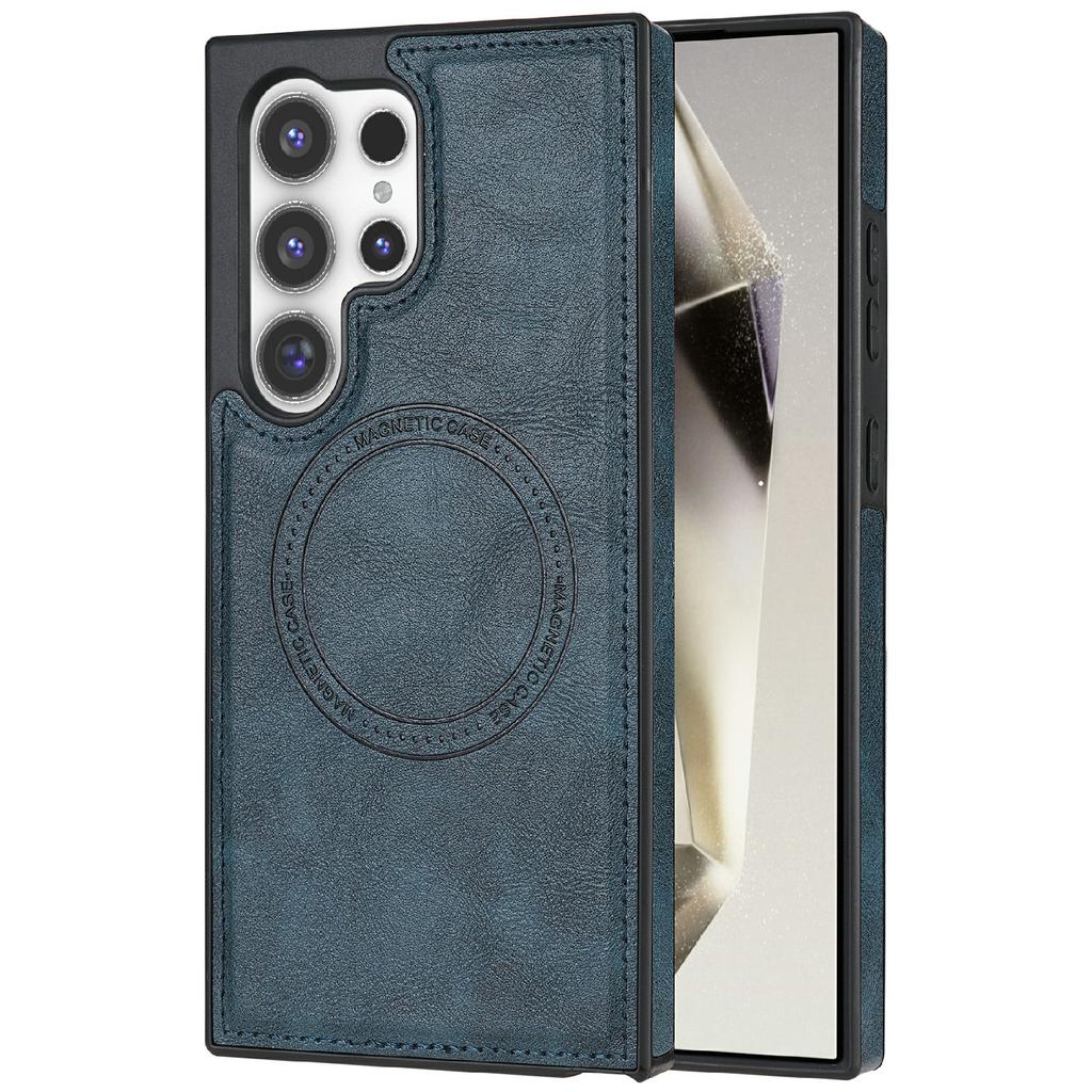 CSJ-P3 For Samsung Galaxy S24 Ultra Case Compatible with MagSafe PC+TPU+Leather Back Cover