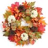 Harvest Wreath With Pumpkins Berries Vine Circle Halloween Thanksgiving Door Decor