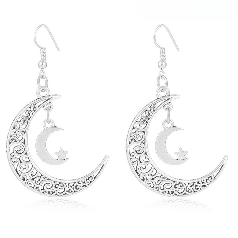 Модные женские серьги-подвески в виде полумесяца и звезды Модные个性 украшения Подарок для нее