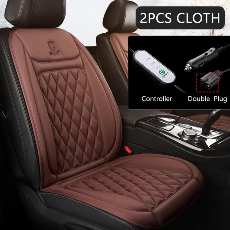 12V Heated Car Seat Cushion (Cloth/Flannel), Car Seat Warmer for Winter, Heating Pad Set Universal Accessory