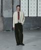 GLW Velvet Corduroy Curved Pants Khaki