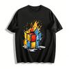 Vibrant Cube Splash Print Casual Short Sleeve T-Shirt Pure Cotton T-shirt