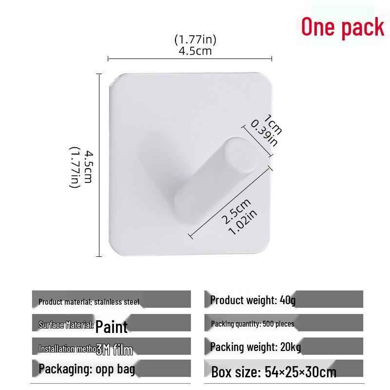 304 Stainless Steel Adhesive Clothes Hook - Punch-Free, Strong Hold, Behind-Door Mount