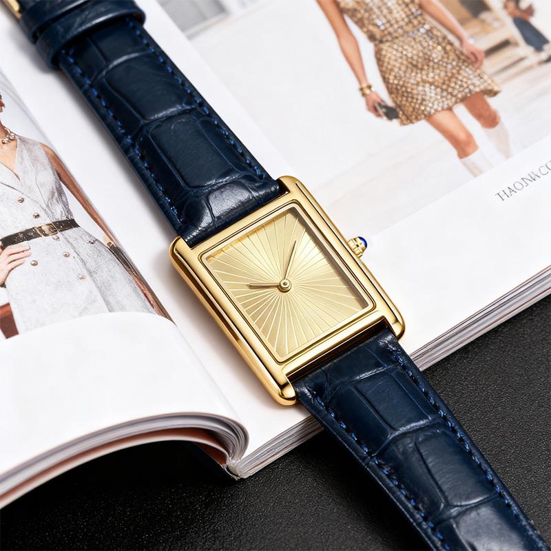 Fashion Luxury Watches for Man Simple Square Gold Dial Men's Watch Waterproof Tank Watches Clock Reloj Hombre New Year Gifts