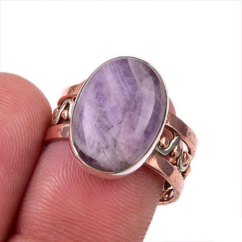 

Natural Tiffany Stone Gemstone 925 Solid Sterling Silver TwoTone Ring S.7.5 s0j65