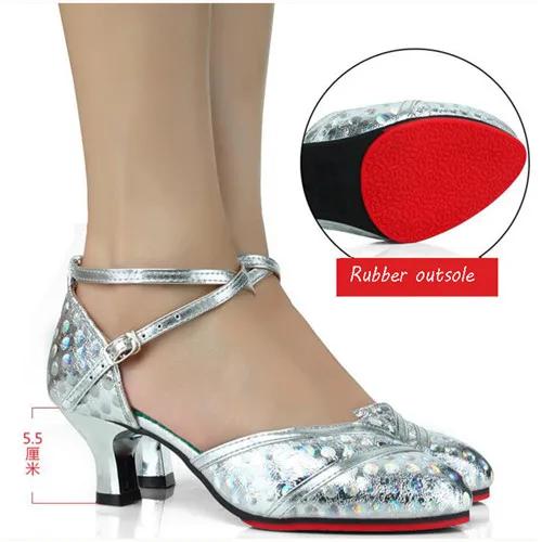 Glitter Closed Toe Dance Shoes Woman Salsa Dance Shoes Ladies Professional Modern Ballroom Samba Tango Salsa Latin Dance Shoes