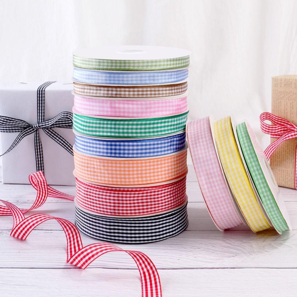 DIY Crafts Plaid Ribbon Assorted Colors Gift Wrapping Ribbon Gingham Ribbon  Home Decoration