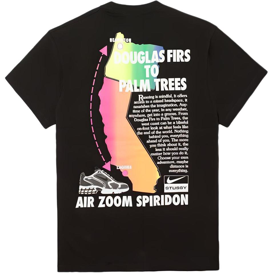 Nike X Stussy Air Zoom Spiridon Douglas Firs To Palm Trees T shirt CU9256-010 S