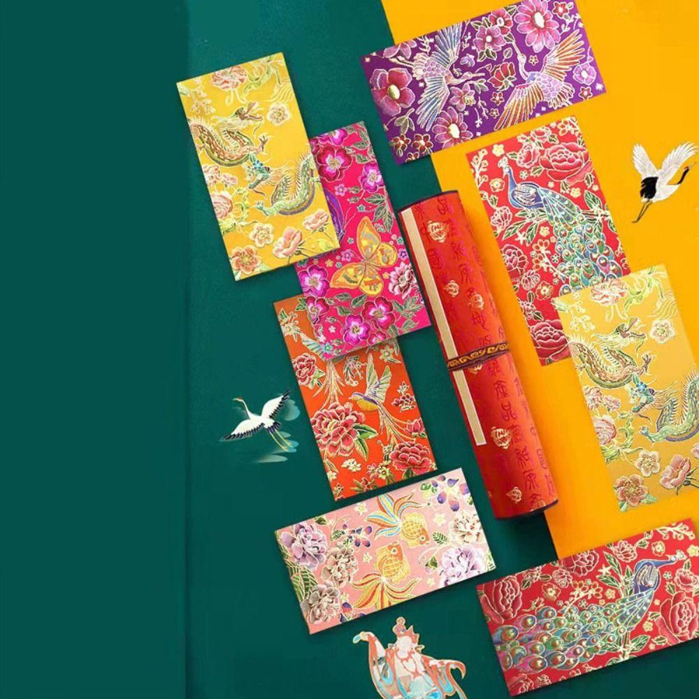 6PCS Vintage Luck Money Envelopes Chinese Style Money Pocket New Year Red Envelope Spring Festival