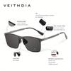 VEITHDIA Herren-Sonnenbrille, quadratisch, Edelstahl, Nylon, polarisiert, mit UV-Schutz, 8226