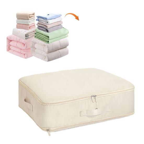 Selbstkomprimierende Aufbewahrungstasche mit Griff und Reißverschluss, großes Fassungsvermögen, leicht zugänglich, Organizer-Tasche für Kleidung und Decken zum Bewegen