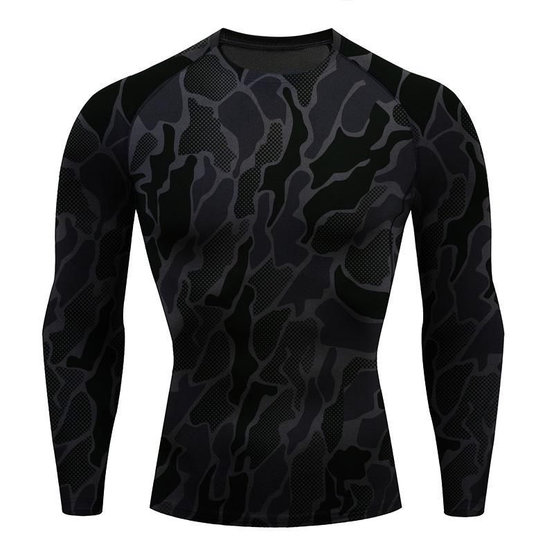 

Мужской осенне-зимний камуфляжный быстросохнущий топ для бега, с длинным рукавом, облегающий, большого размера. S чёрный