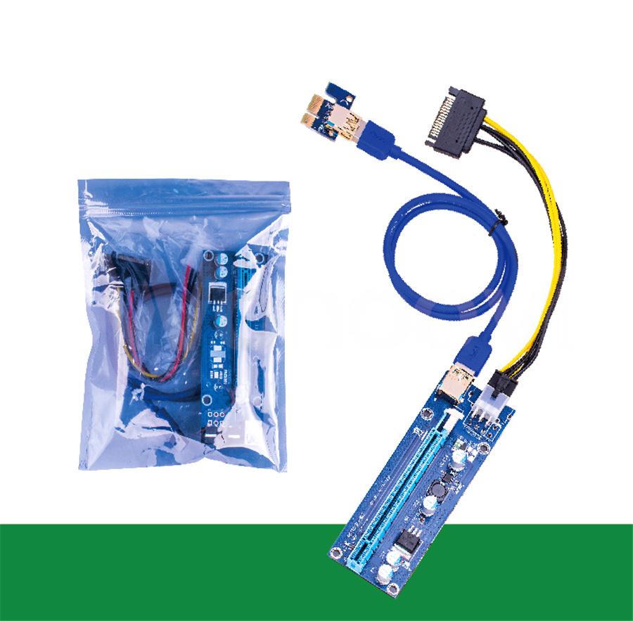 10 Sets USB 3.0 PCI-E Express 1x To 16x Extender Riser Card Adapter Power 24pin ATX Sata Power Cable and 60cm Gold USB 3.0 Quality Cable