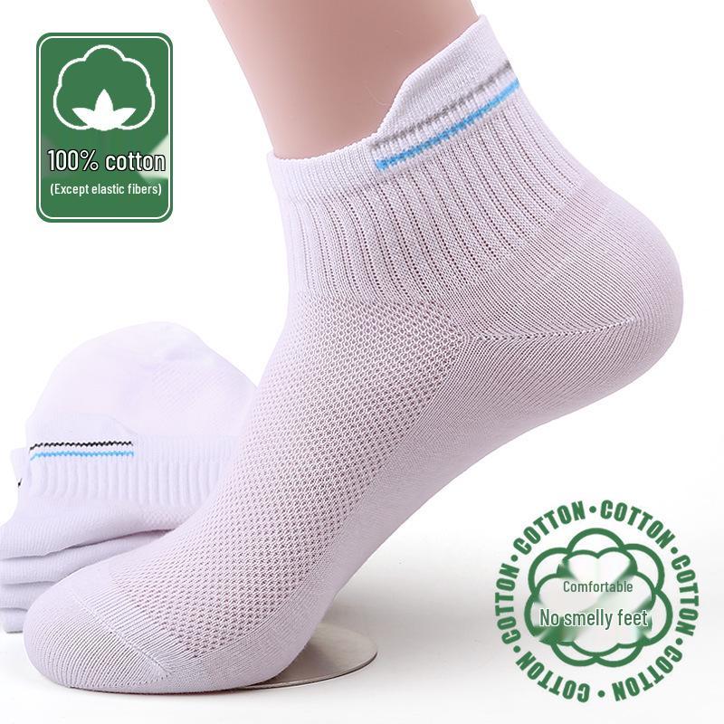 5 Pairs Unisex Cotton Mesh Ankle Socks: Lightweight, Non-Slip, Breathable for Spring/Summer