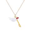 Fashion Anime Card Captor Sakura Keychain Kinomoto Sakura Star Wand Pendant Necklace for Women Men Kids Jewelry Accessories