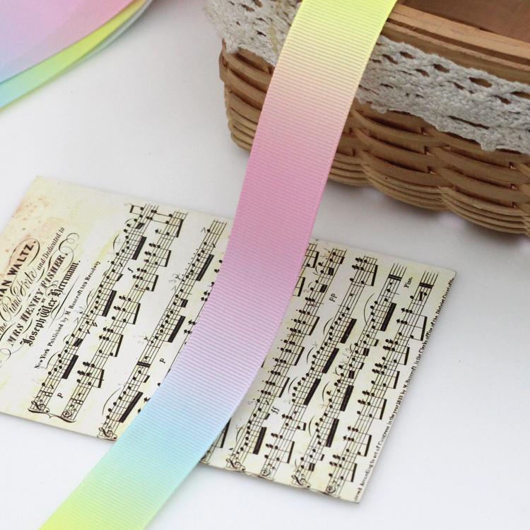 

New 2 50mm Gradient Colors Rainbow Printed Grosgrain Ribbon Cartoon Ribbon DIY Clothing Hair Accessories Material (1meter/lot) rainbow luo wen
