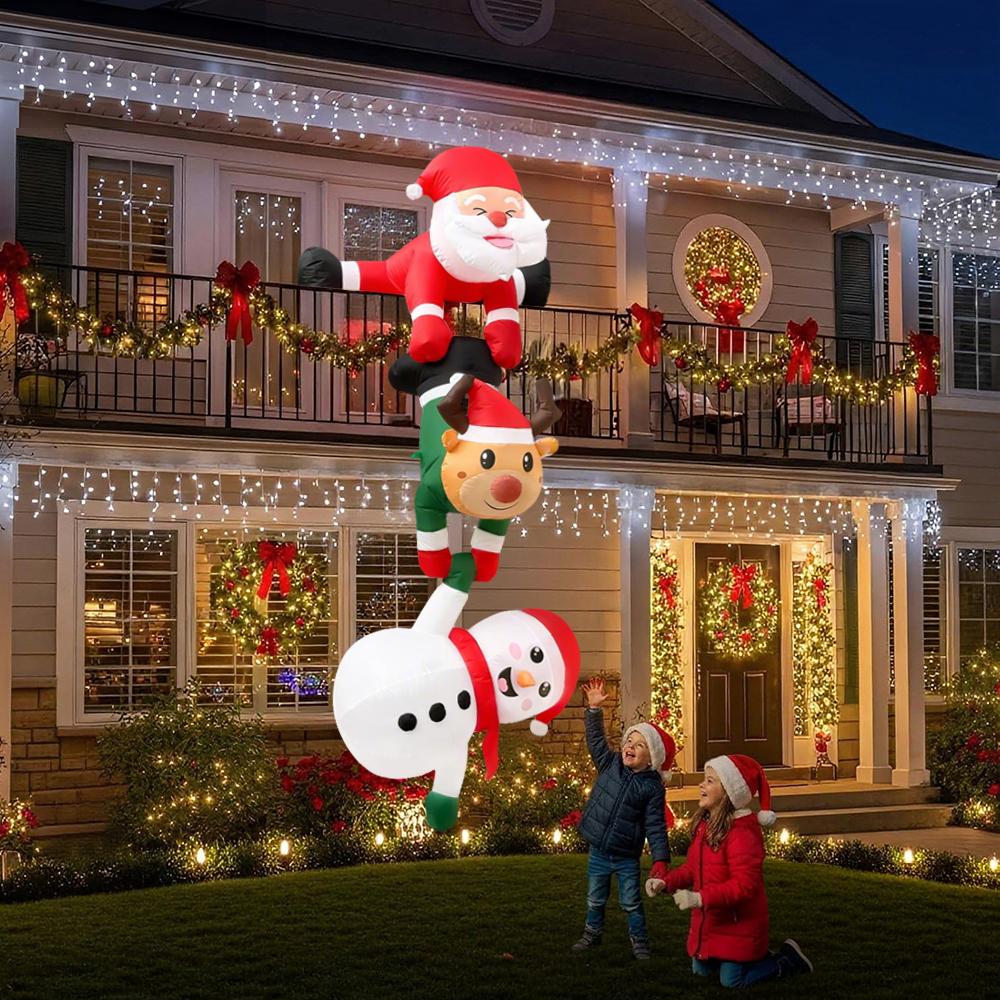 2.4M 8FT Hanging Christmas Inflatables Decorations Santa Claus Reindeer Snowman Xmas Decor Outdoor Indoor Home Party