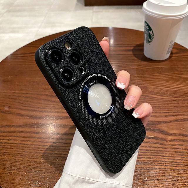 

Роскошный кожаный чехол для телефона Magsafe с беспроводной зарядкой для Iphone 14 13 12 11 Pro Max Plus, магнитный силиконовый жесткий чехол for iphone 13