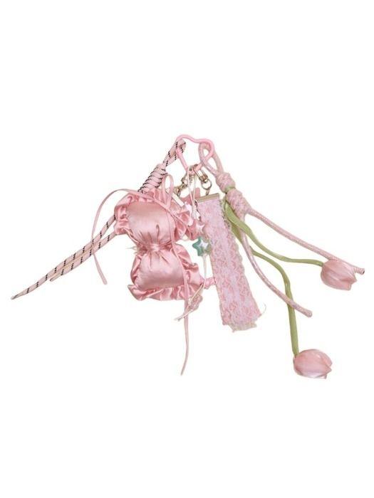 

MOSSGARDEN1919 Boku Boku Padded Keychain Ribbon (Pink) Ribbon (Pink)_50MGAC0129