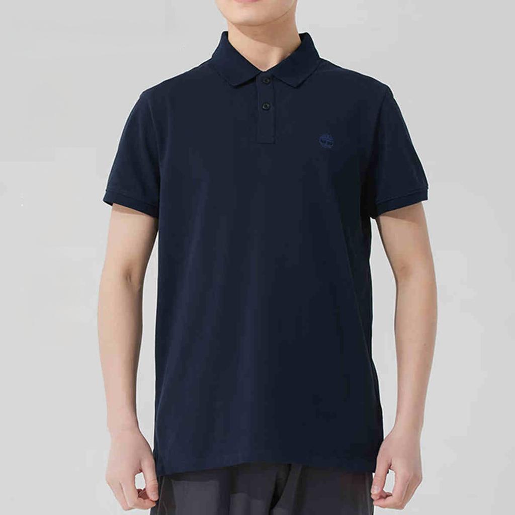 Timberland SS25 Regular Series Embroidered Logo Outdoor Casual Loose Breathable Short Sleeve Polo Shirt Men Polo Shirts Indigo A2EPM-Z02