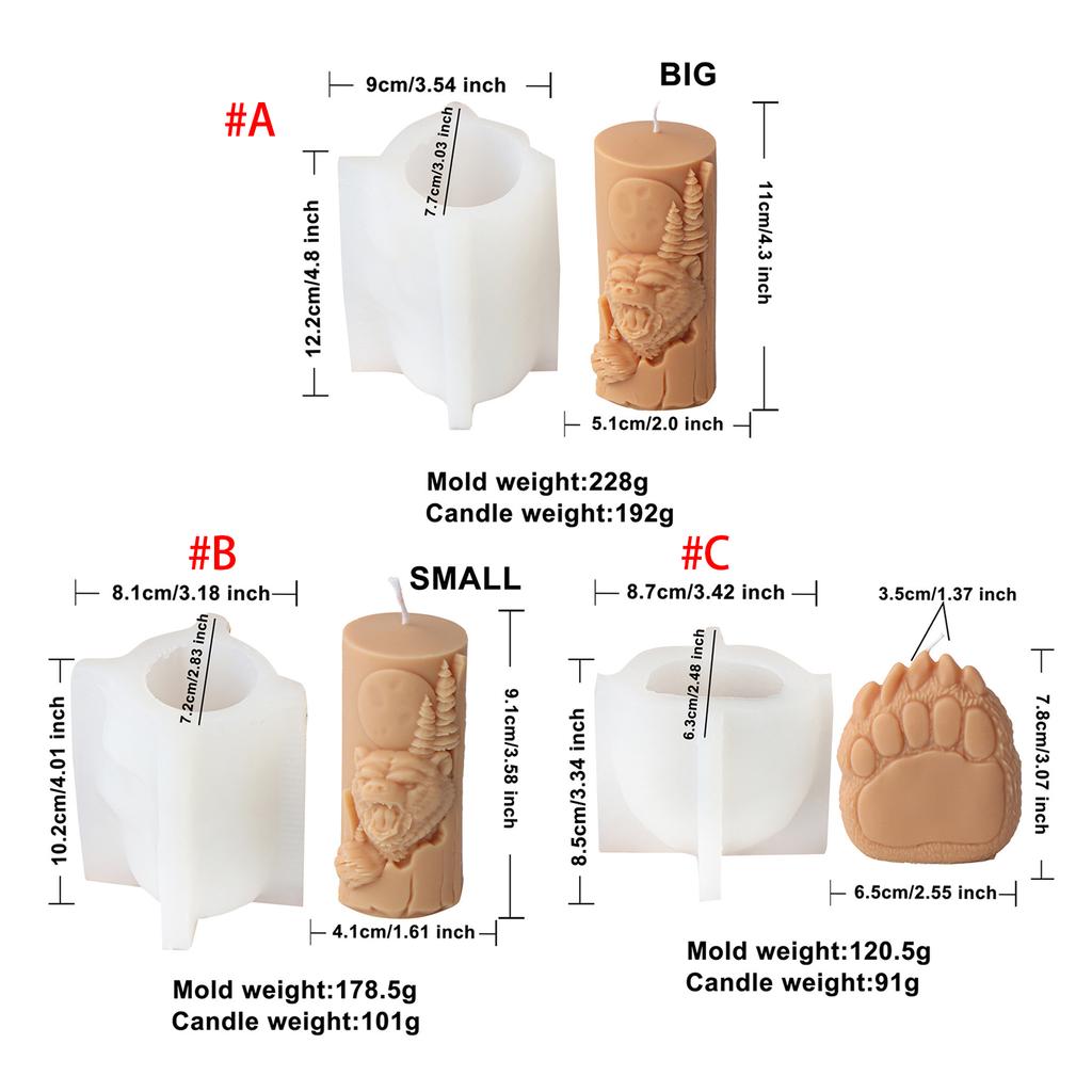 Candle Silicone Molds Candle Crafting Molds Bear Theme Silicone Texture Ornament Moulds Gift for Craft Enthusiasts