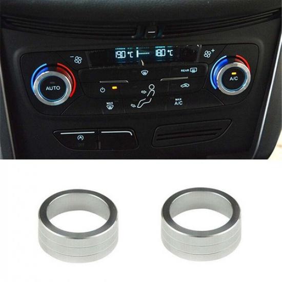 Aluminum Silver Middle Console For Ford Escape Kuga 2017- Ac Knob Cover Trim